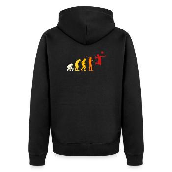 Volleyball Evolution Design - Unisex Premium Bio Zip Hoodie - Schwarz - Hinten - Nico (187cm)