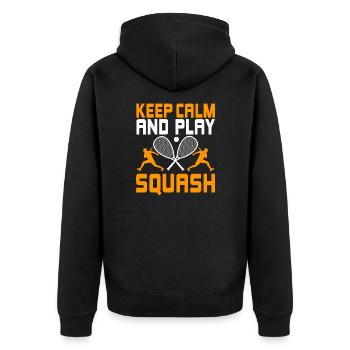 Squash - Unisex Premium Bio Zip Hoodie - Schwarz - Hinten - Nico (187cm)