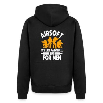 Airsoft - Unisex Premium Organic Zip Hoodie - black - Back - Nico (187cm)