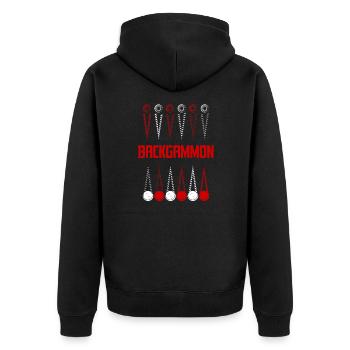 Backgammon - Unisex Premium Bio Zip Hoodie - Schwarz - Hinten - Nico (187cm)