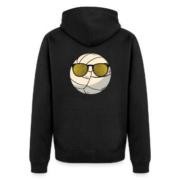Volleyball Ball Mit Sonnenbrille - Unisex Premium Bio Zip Hoodie - Schwarz - Hinten - Nico (187cm)