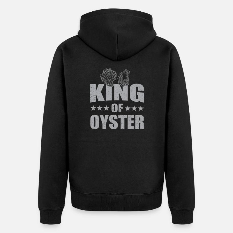König Der Auster - Unisex Premium Bio Zip Hoodie - Schwarz