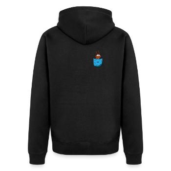 Floh Hemdtasche - Unisex Premium Bio Zip Hoodie - Schwarz - Hinten - Nico (187cm)