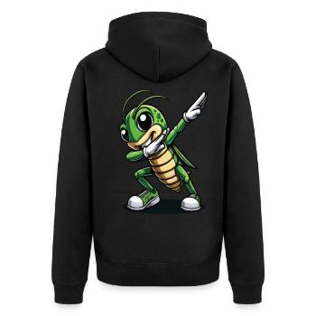 Dabbing Grasshopper Fun Cartoon Design - Unisex Premium Organic Zip Hoodie - black - Back - Nico (187cm)
