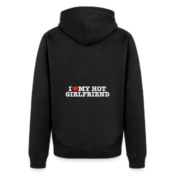 I Love My Hot Girlfriend - Unisex Premium Organic Zip Hoodie - black - Back - Nico (187cm)