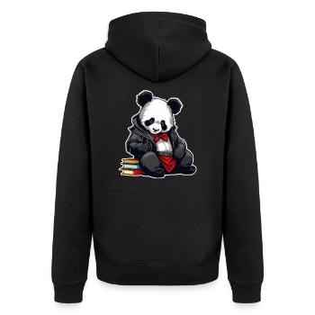 Panda mignon avec des livres - Veste à capuche bio Premium Unisexe - noir - Dos - Nico (187cm)