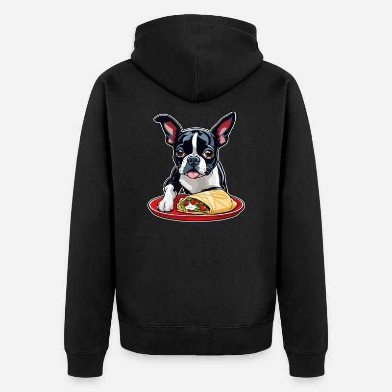 Boston Terrier avec Taco - Veste à capuche bio Premium Unisexe - noir