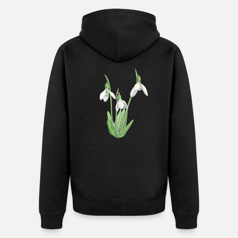 Schneeglöckchen - Unisex Premium Bio Zip Hoodie - Schwarz