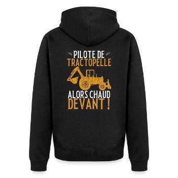 Pilote de Tractopelle, Conducteur Tractopelle Papa - Veste à capuche bio Premium Unisexe - noir - Dos - Nico (187cm)