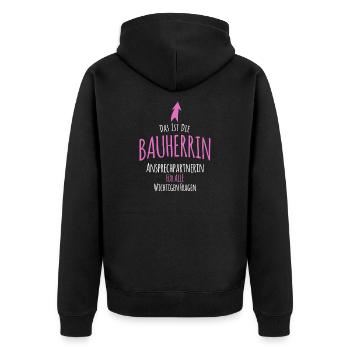 Bauherrin Bauherren Hausbau Geschenk Baustelle - Unisex Premium Bio Zip Hoodie - Schwarz - Hinten - Nico (187cm)