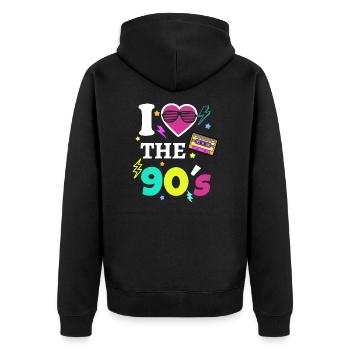 90s Motto 90s Retro Nineties Ninties Party - Unisex Premium Organic Zip Hoodie - black - Back - Nico (187cm)