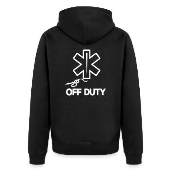 Off Duty Arzt Doktor Medizin Geschenk Sprüche Idee - Unisex Premium Bio Zip Hoodie - Schwarz - Hinten - Nico (187cm)
