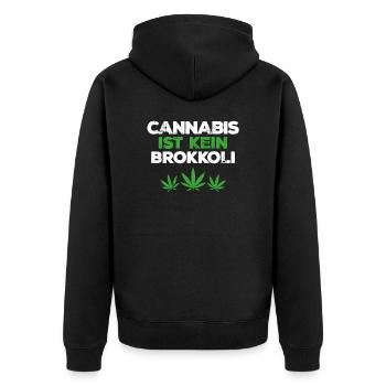 Cannabis Kein Brokkoli Lustig Weed Gras Marijuana - Unisex Premium Bio Zip Hoodie - Schwarz - Hinten - Nico (187cm)
