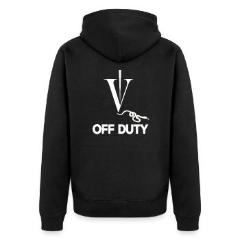 Off duty outfit I Off Duty I Funny veterinarian - Unisex Premium Organic Zip Hoodie - black - Back - Nico (187cm)