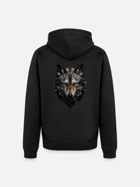 Wolf Portrait - Unisex Premium Bio Zip Hoodie - Schwarz
