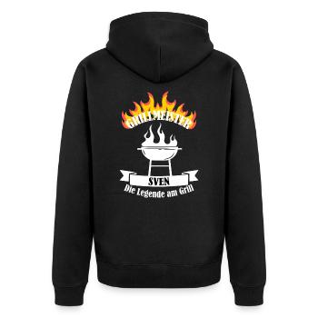 Grillmeister Sven lustiger Spruch Vorname - Unisex Premium Bio Zip Hoodie - Schwarz - Hinten - Nico (187cm)