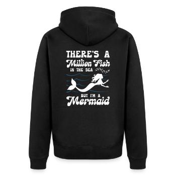 There is A Million Fish But I Am Mermaid - Unisex Premium Bio Zip Hoodie - Schwarz - Hinten - Nico (187cm)