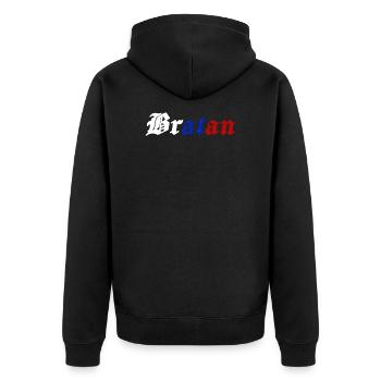 bratan Jugendwort lustiges vintage design - Unisex Premium Bio Zip Hoodie - Schwarz - Hinten - Nico (187cm)