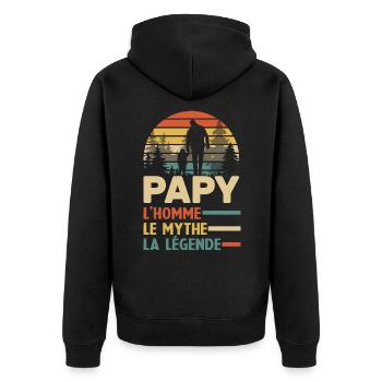 Papy l'homme le mythe la légende cadeau pour papy - Veste à capuche bio Premium Unisexe - noir - Dos - Nico (187cm)
