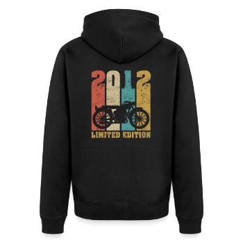 Vintage Moto 2012 Rétro Cadeau D'anniversaire - Veste à capuche bio Premium Unisexe - noir - Dos - Nico (187cm)