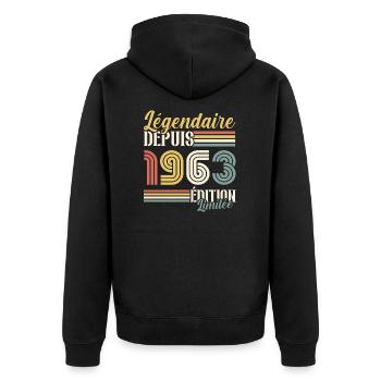 Légendaire Depuis 1963 - Veste à capuche bio Premium Unisexe - noir - Dos - Nico (187cm)
