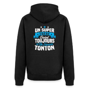 Un super frère devient toujours un super tonton - Veste à capuche bio Premium Unisexe - noir - Dos - Nico (187cm)