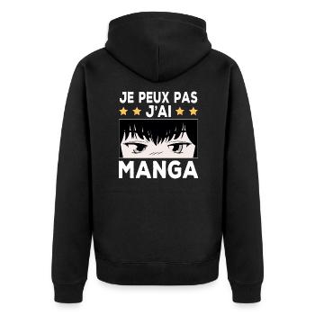 Je peux pas j'ai Manga - Veste à capuche bio Premium Unisexe - noir - Dos - Nico (187cm)
