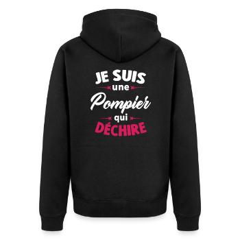 Je suis une Pompier qui déchire - Veste à capuche bio Premium Unisexe - noir - Dos - Nico (187cm)
