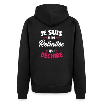 Je Suis Une Retraitée Qui Déchire - Veste à capuche bio Premium Unisexe - noir - Dos - Nico (187cm)