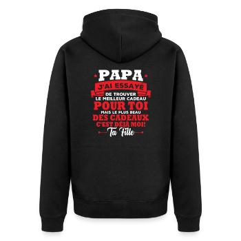 Papa j'ai essayé de trouver le meilleur des cadeau - Veste à capuche bio Premium Unisexe - noir - Dos - Nico (187cm)