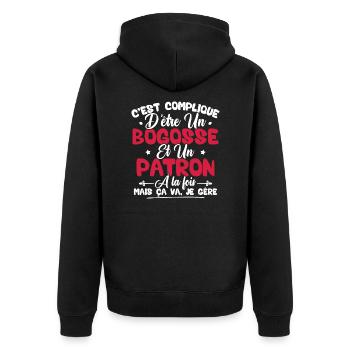 Compliqué d'être un bogosse et un patron - Veste à capuche bio Premium Unisexe - noir - Dos - Nico (187cm)