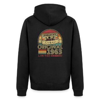 Original 1963 Vintage Birthday Gift 1963 - Unisex Premium Organic Zip Hoodie - black - Back - Nico (187cm)