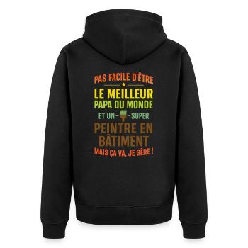 Super Papa Peintre en bâtiment idée cadeau père - Veste à capuche bio Premium Unisexe - noir - Dos - Nico (187cm)