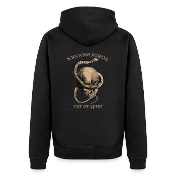 Gothic Totenkopf & Schlange Design - Unisex Premium Bio Zip Hoodie - Schwarz - Hinten - Nico (187cm)