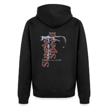 Single Speed Bike T-Shirt – Retro Design - Unisex Premium Bio Zip Hoodie - Schwarz - Hinten - Nico (187cm)