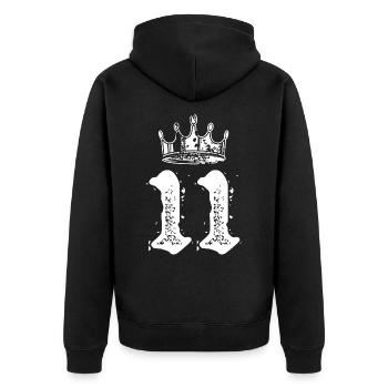 11 Zahl Krone - Unisex Premium Bio Zip Hoodie - Schwarz - Hinten - Nico (187cm)