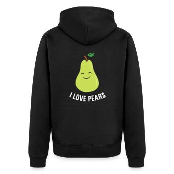 Pear - I Love Pears - Unisex Premium Organic Zip Hoodie - black - Back - Nico (187cm)