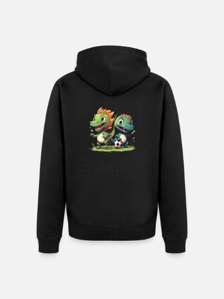 Dino Footballer - Unisex Premium Organic Zip Hoodie - black