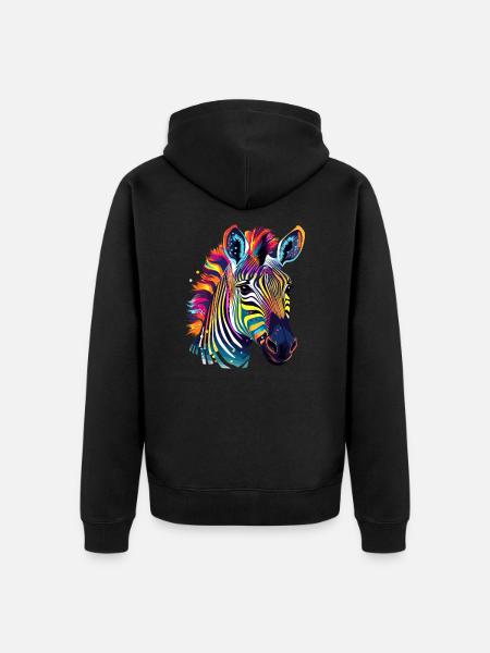 Buntes Zebra Farbkleckse Farbspritzer - Unisex Premium Bio Zip Hoodie - Schwarz
