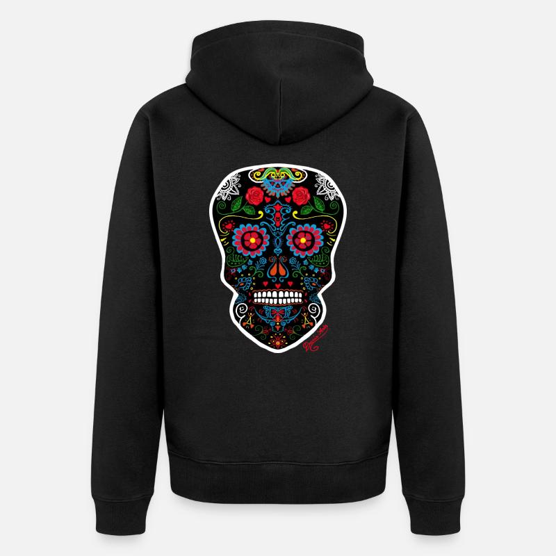 Crâne Mexicain - Veste à capuche bio Premium Unisexe - noir