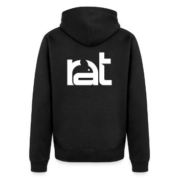 Rat - Ratte - Unisex Premium Bio Zip Hoodie - Schwarz - Hinten - Nico (187cm)
