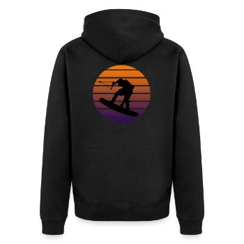 Wakeboard Shirt & Geschenk Wakeboarder - Unisex Premium Bio Zip Hoodie - Schwarz - Hinten - Nico (187cm)
