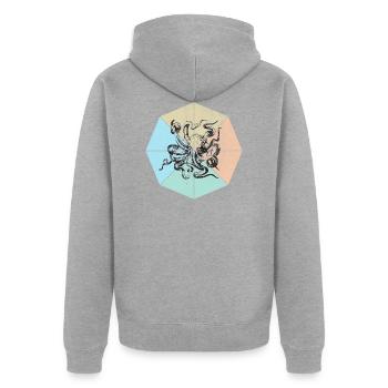 Tintenfisch - Unisex Premium Bio Zip Hoodie - Grau meliert - Hinten - Nico (187cm)