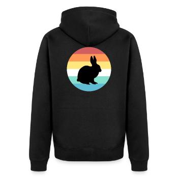 Hare - Unisex Premium Organic Zip Hoodie - black - Back - Nico (187cm)