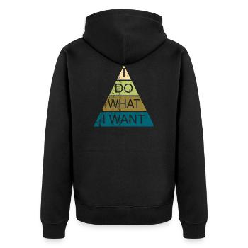 i do what i want - schwarz - Unisex Premium Bio Zip Hoodie - Schwarz - Hinten - Nico (187cm)