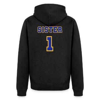 Sister 1 - Unisex Premium Organic Zip Hoodie - black - Back - Nico (187cm)