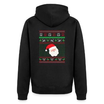 Weihnachtsmann, Weihnachtsgeschenk - Unisex Premium Bio Zip Hoodie - Schwarz - Hinten - Nico (187cm)