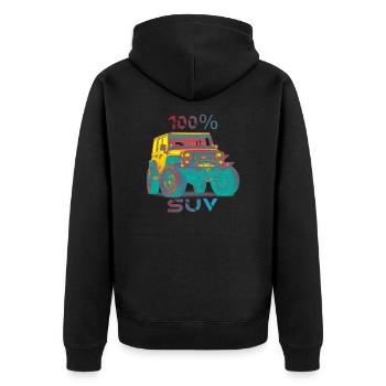Geländewagen Jeep Design - Unisex Premium Bio Zip Hoodie - Schwarz - Hinten - Nico (187cm)