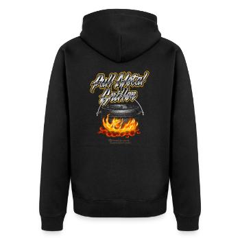 Dutch Oven Full Metal Griller - Unisex Premium Organic Zip Hoodie - black - Back - Nico (187cm)