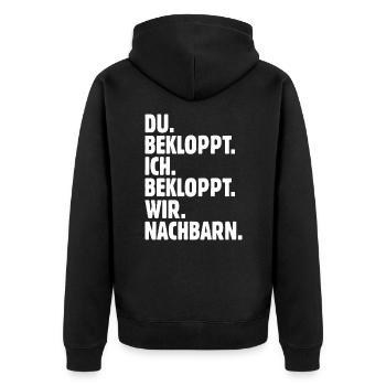 Nachbar - Unisex Premium Bio Zip Hoodie - Schwarz - Hinten - Nico (187cm)